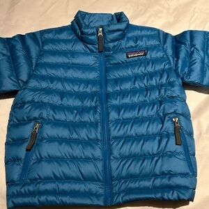 Patagonia baby down sweater brand new with tags, 4T Balkan blue with forge grey
